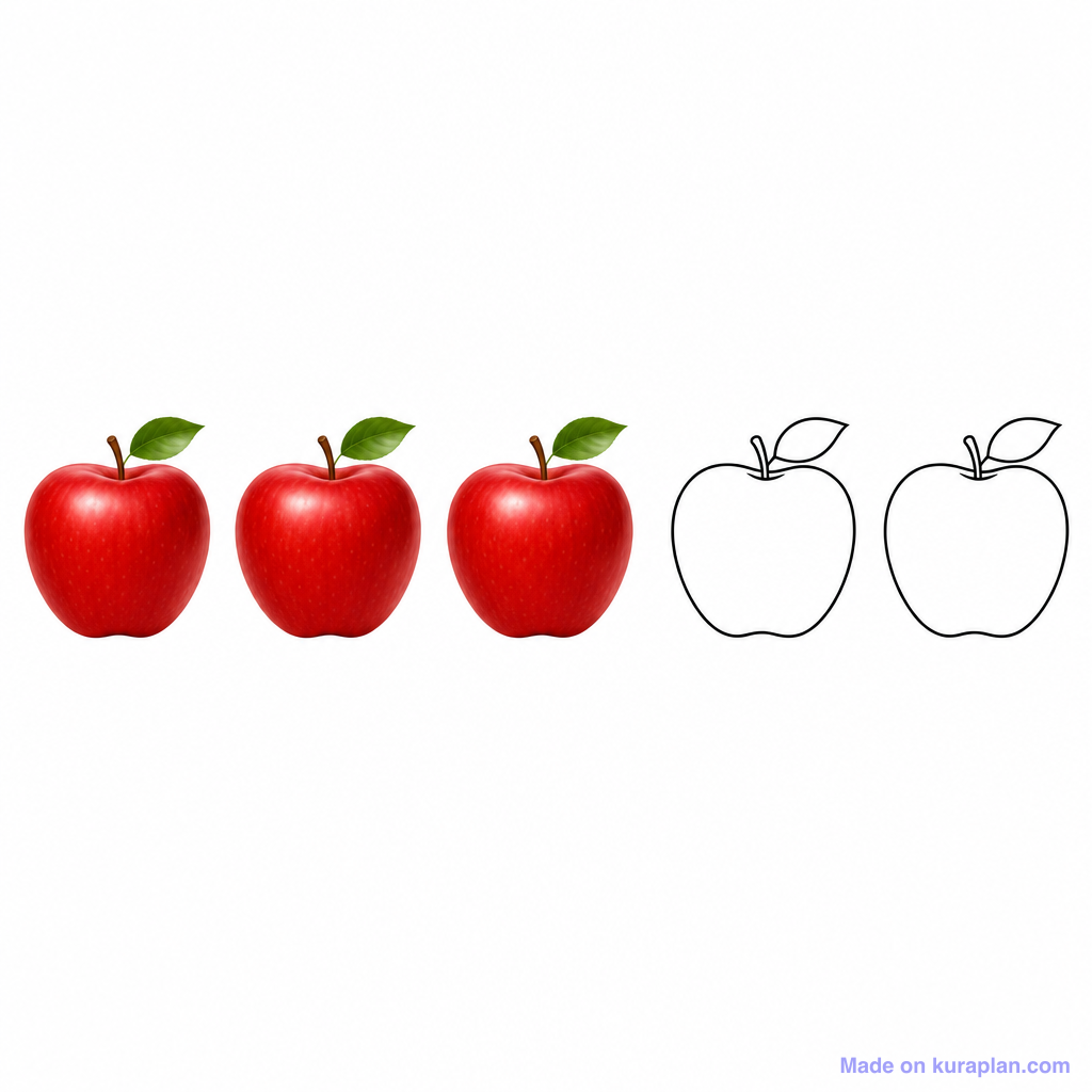 Fraction Set Apples 3 Of 5