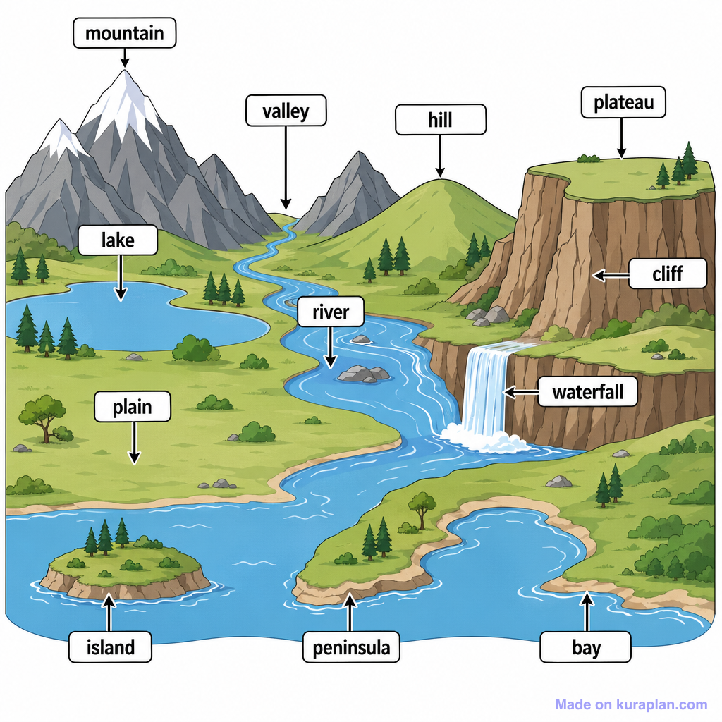 Landform Drawing.pdf Landforms Reference Diagram (detailed) — Free Printable Diagram for ...