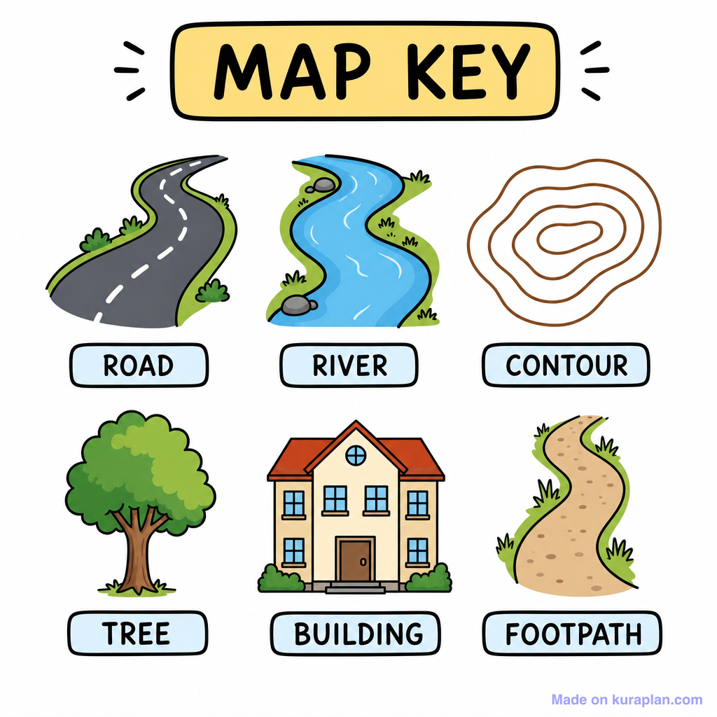 Map Key Legend Template — Free Printable Diagram for Teachers | Kuraplan