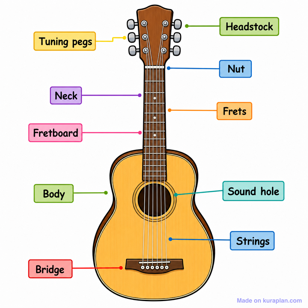 Music Acoustic Guitar Labelled
