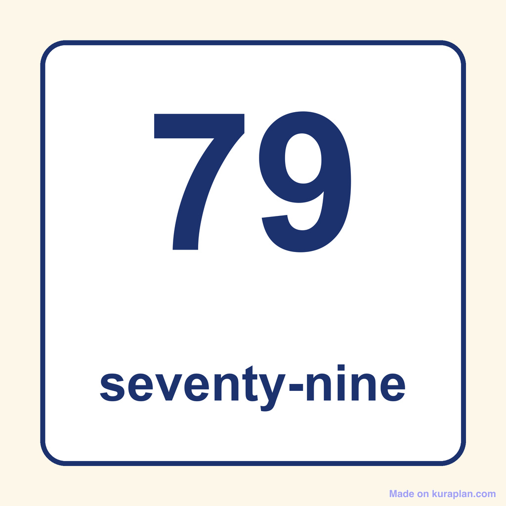 Number Word — 79 (Seventy-Nine) — Free Printable Diagram for
