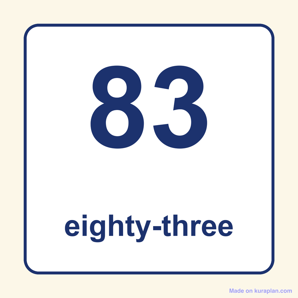 83 In Words Free Digit 83 Clipart for Teachers — 1 Printables | Kuraplan
