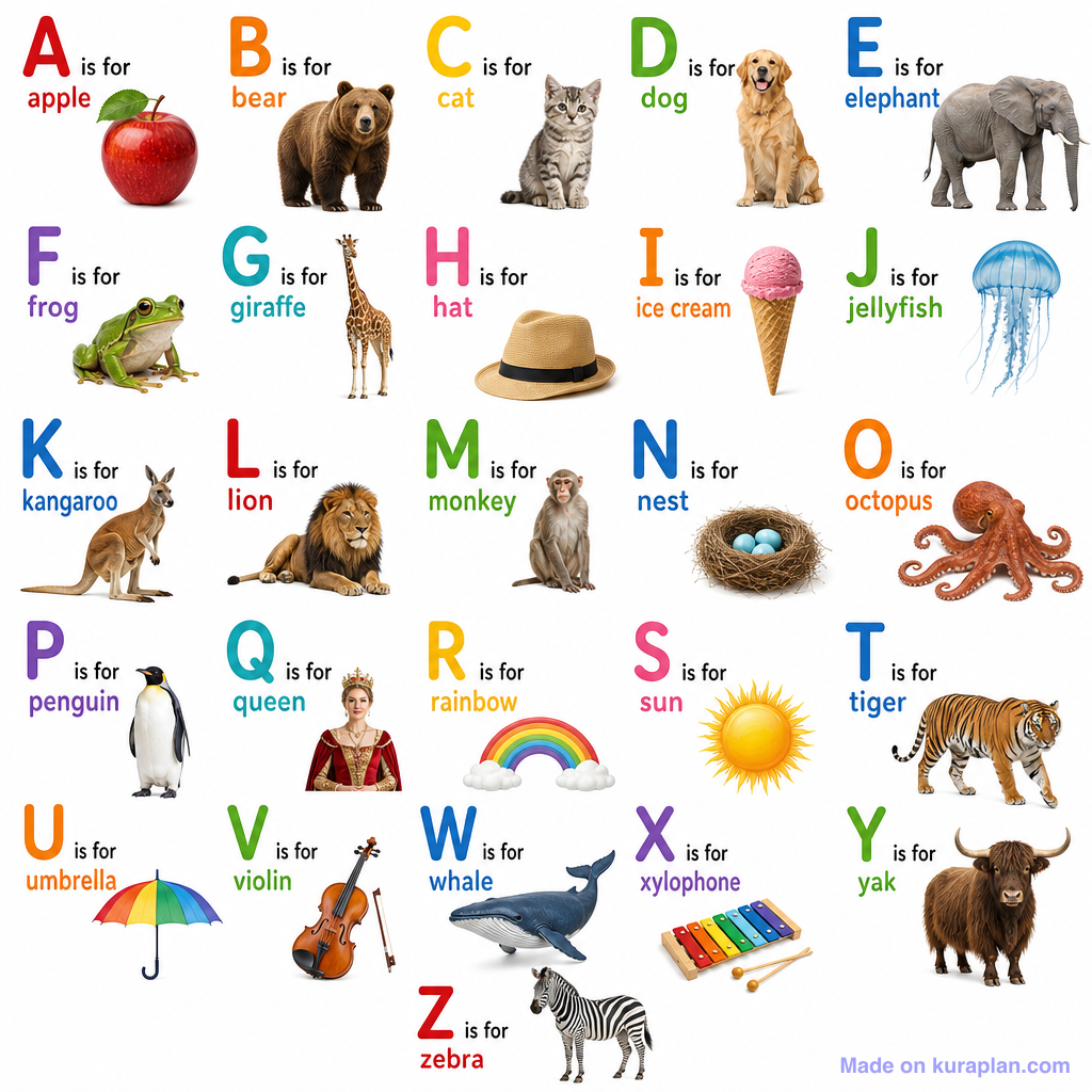 Phonics Alphabet A Z Picture Chart