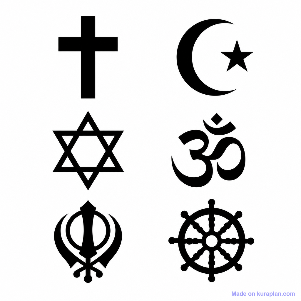 Religion Symbols Six Grid
