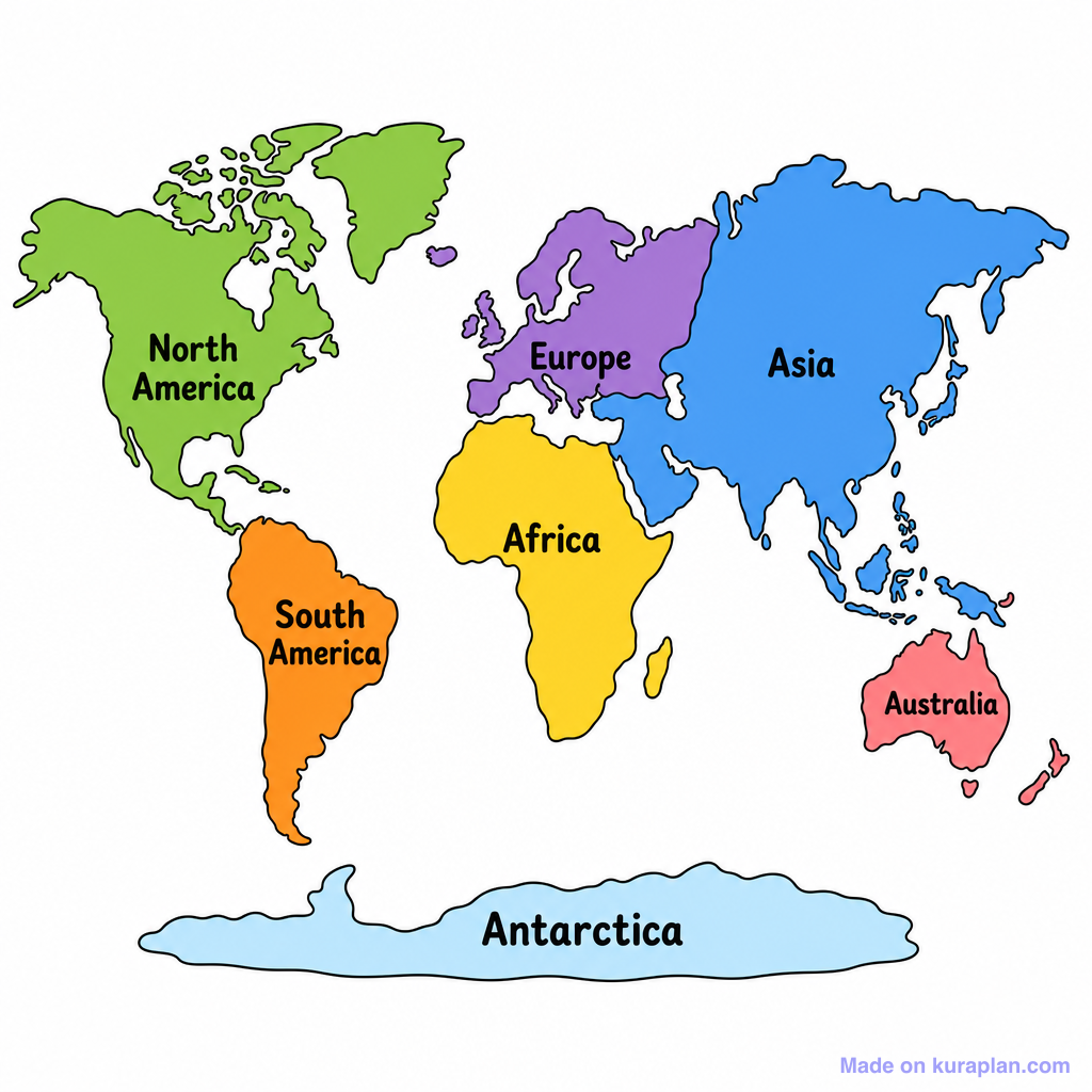 World Continents Coloured