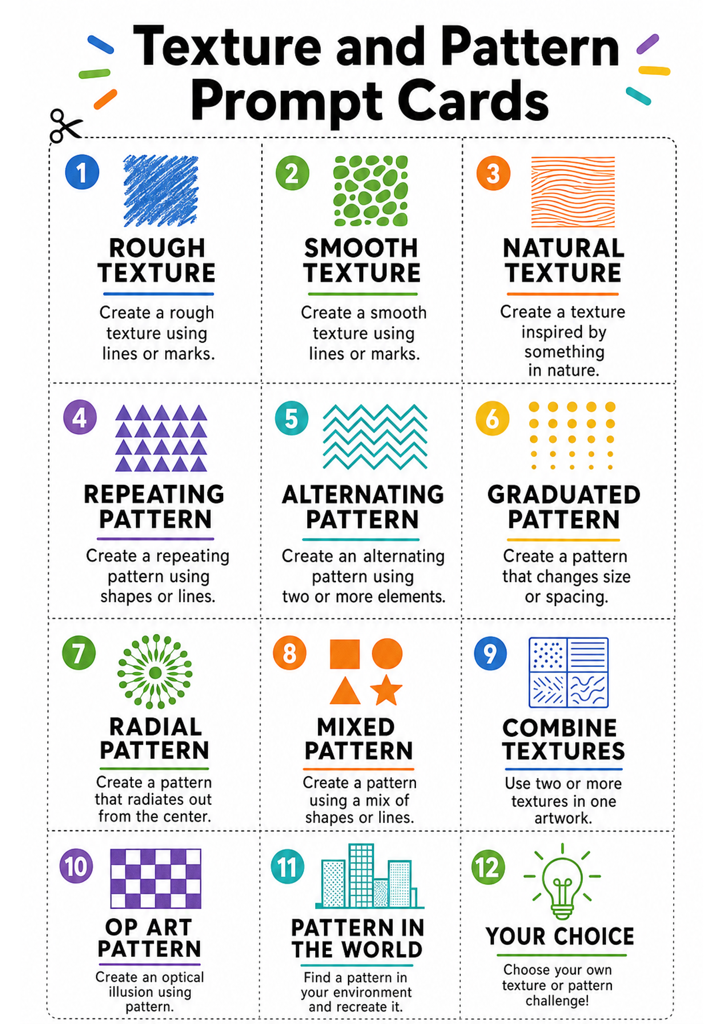 Patterns Inquiry Prompt Texture and Pattern Prompt Cards Printable