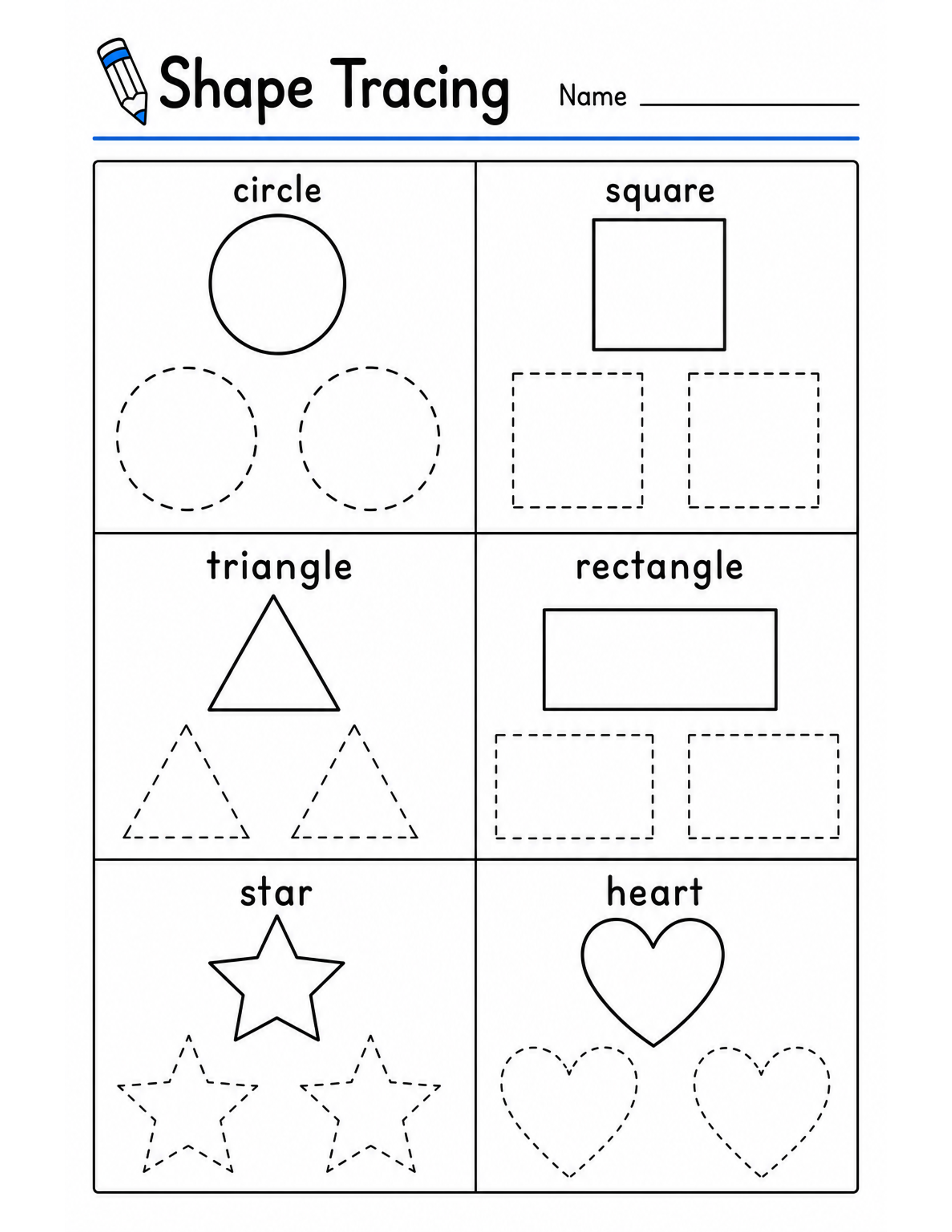 Shape Tracing — Free Printable PDF | Kuraplan