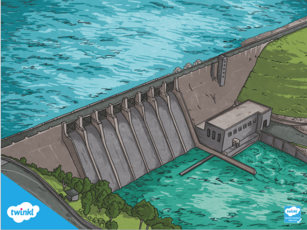 Hydroelectric dam illustration