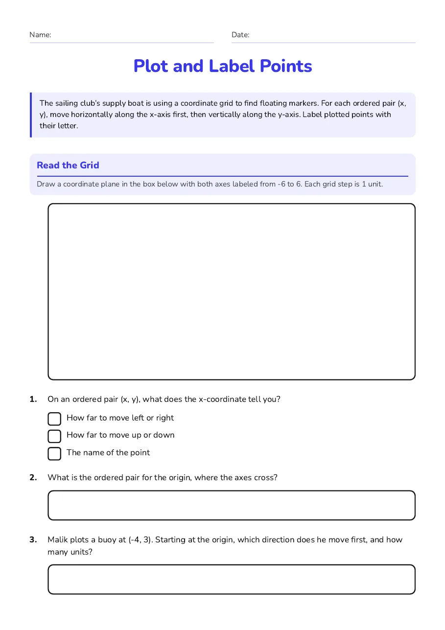 Plot and Label Points, page 1 of 2: Read the Grid