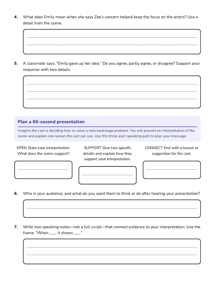 Interpretation & Presentation Planner, page 2 of 3: Plan a 60-second presentation