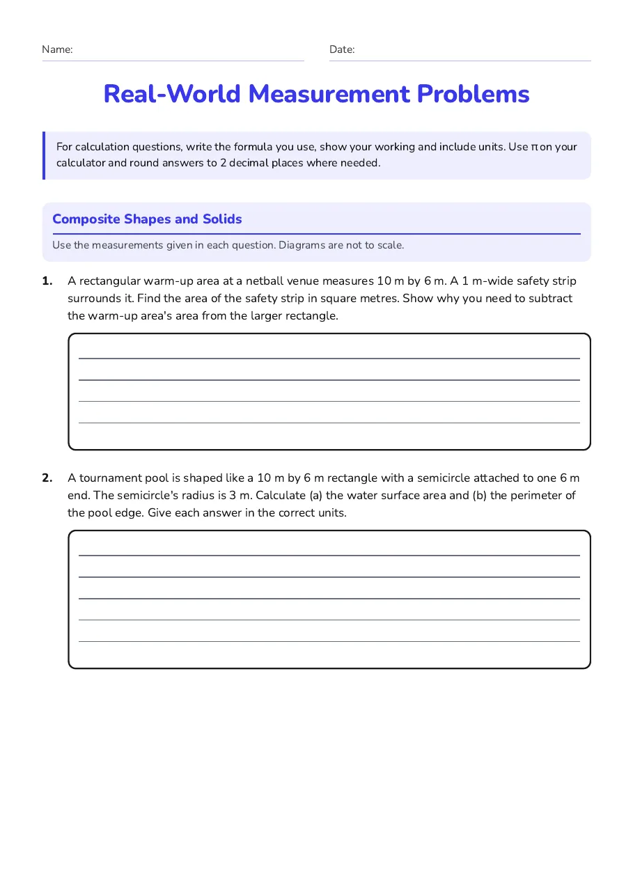 Real-World Measurement Problems, page 1 of 3: Composite Shapes and Solids