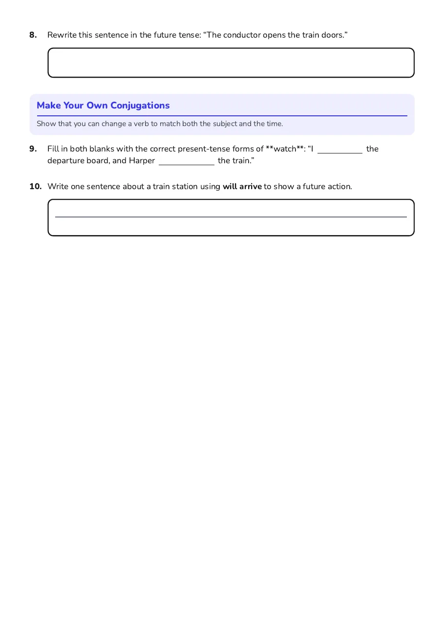 Verb Conjugation Practice, page 2 of 2: Make Your Own Conjugations