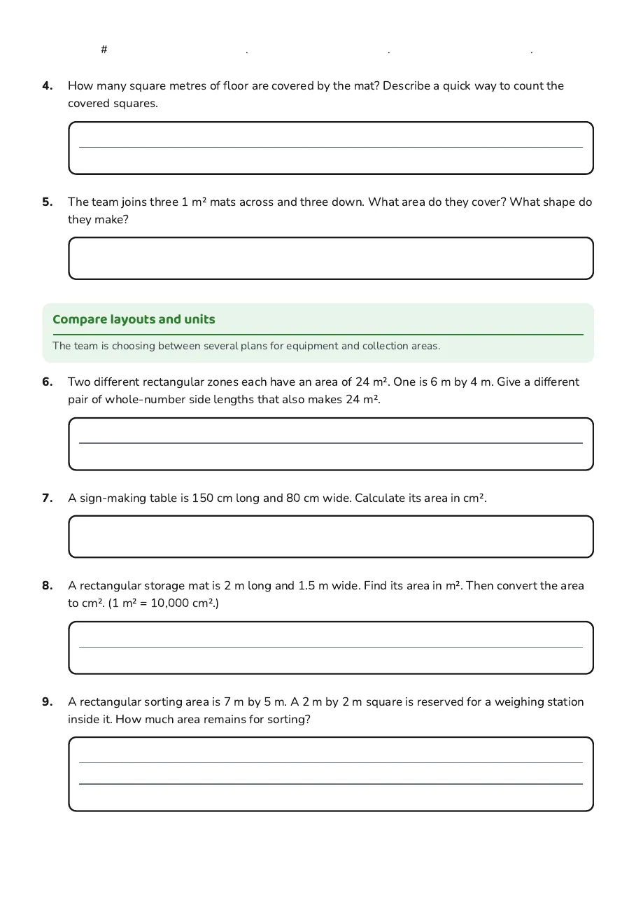 Area Exploration Lab, page 2 of 3: Compare layouts and units