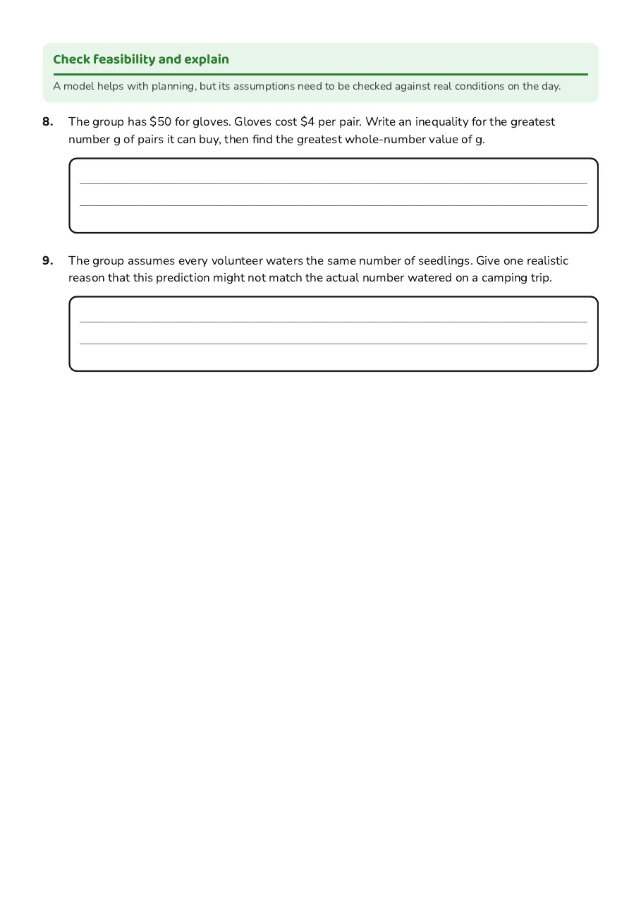 Algebra for Preservation, page 3 of 3: Check feasibility and explain