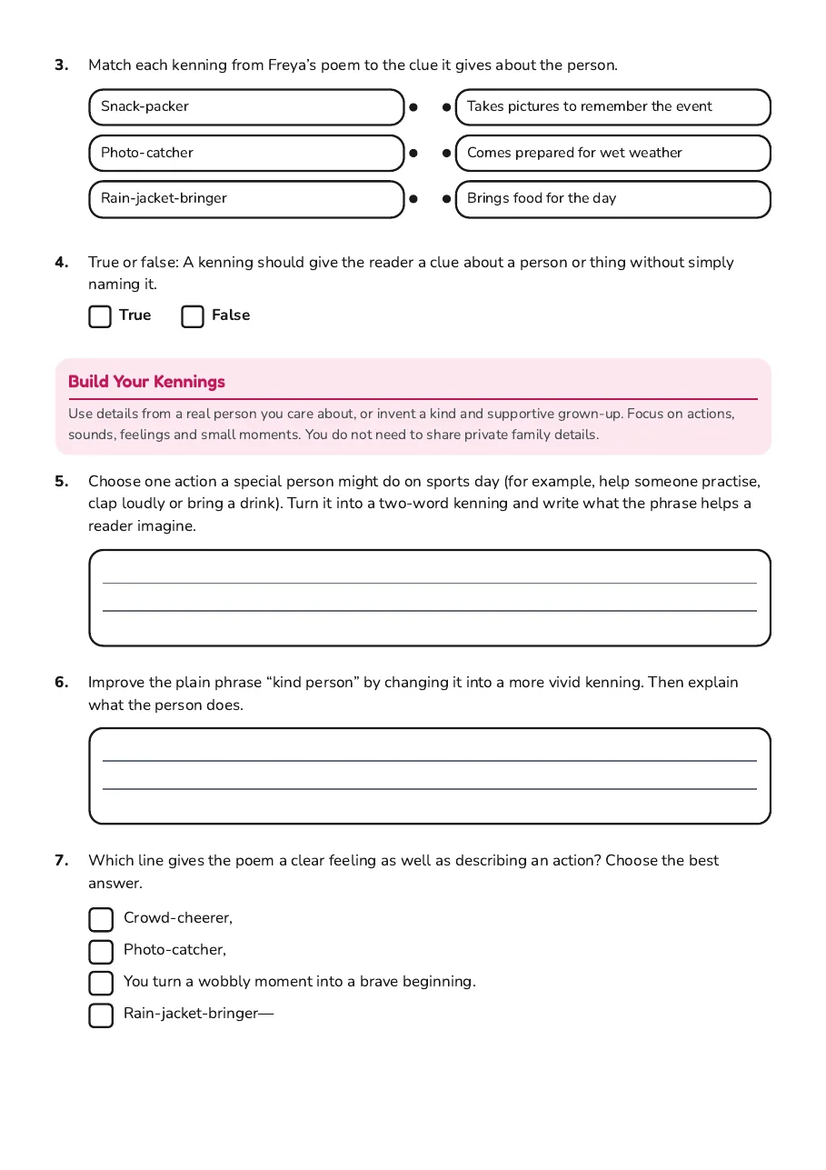 Mother's Day Kenning Poems, page 2 of 4: Build Your Kennings