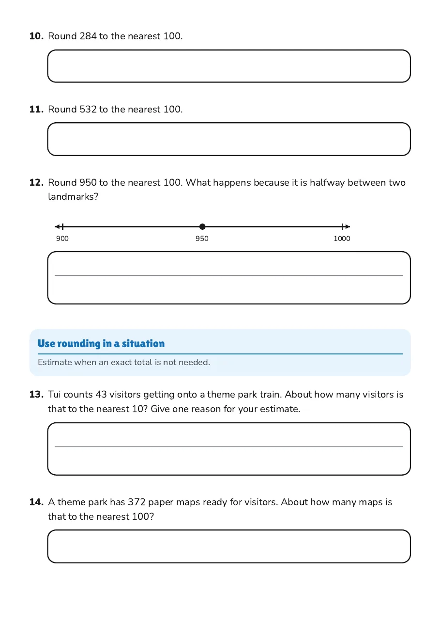 Rounding Number Landmarks, page 3 of 4: Use rounding in a situation