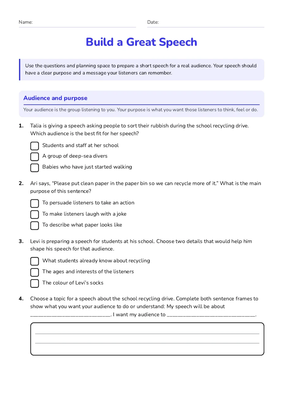 Build a Great Speech, page 1 of 3: Audience and purpose