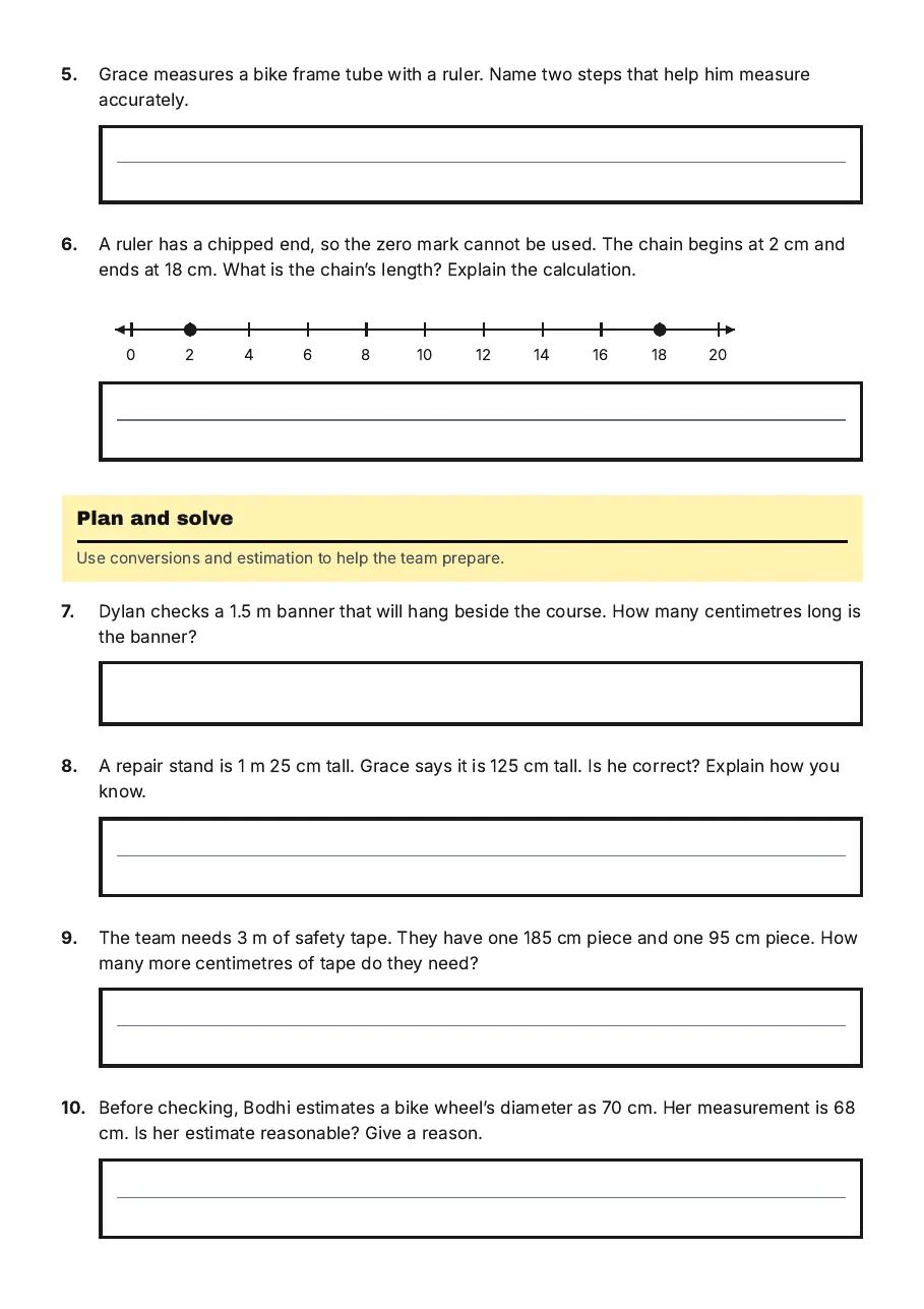 Measuring Length with Scales, page 2 of 3: Plan and solve