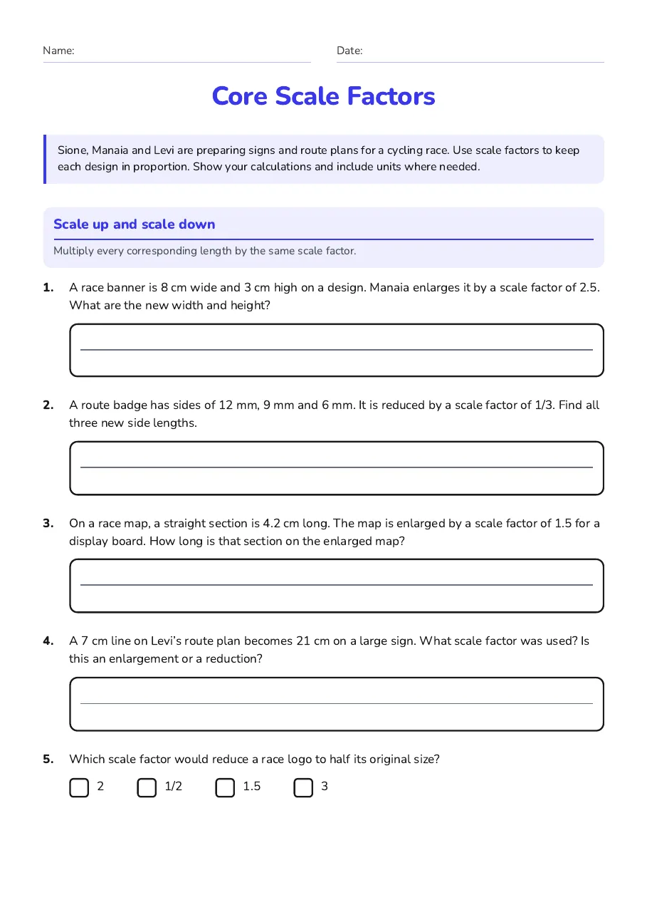 Core Scale Factors, page 1 of 2: Scale up and scale down
