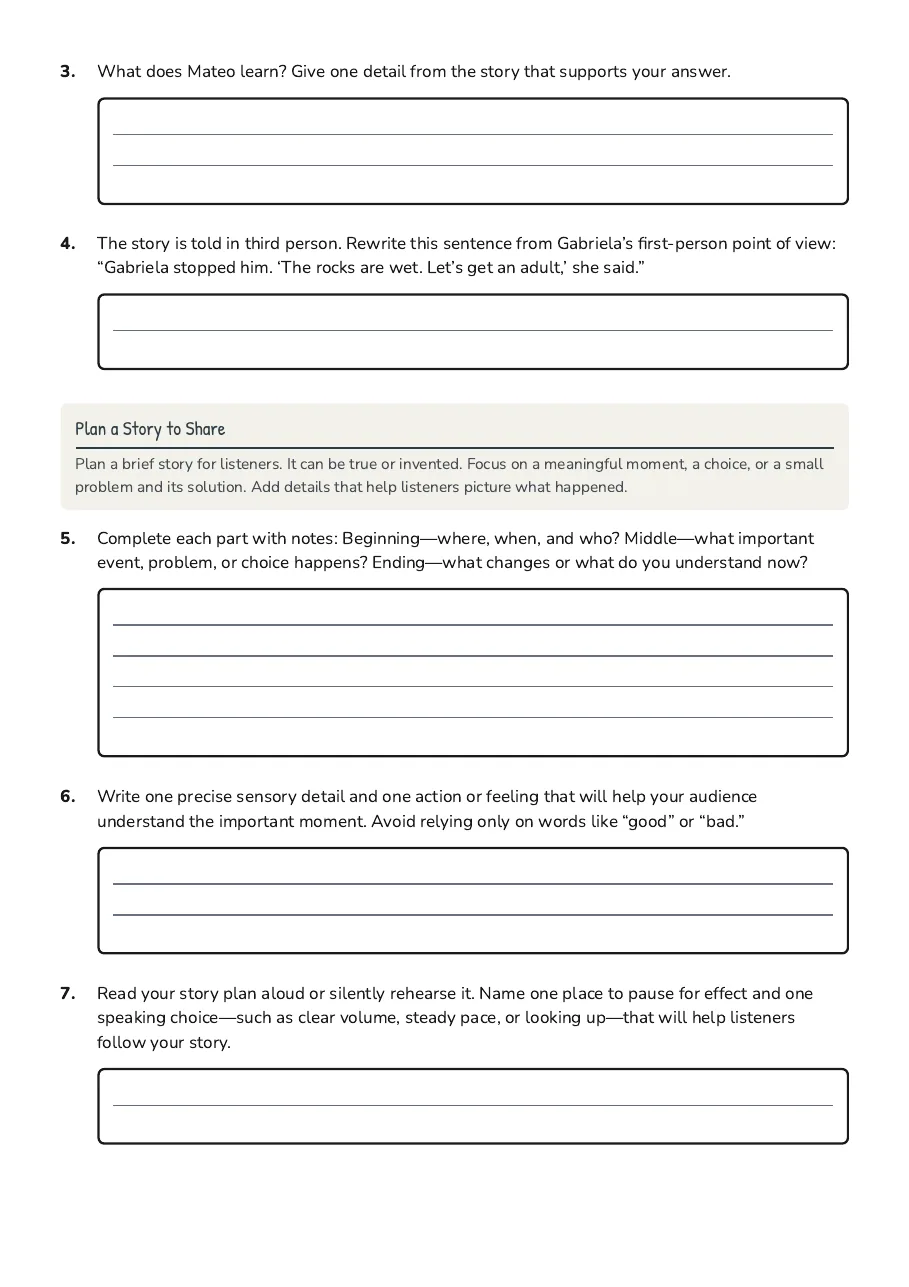 Sharing Stories Well, page 2 of 3: Plan a Story to Share
