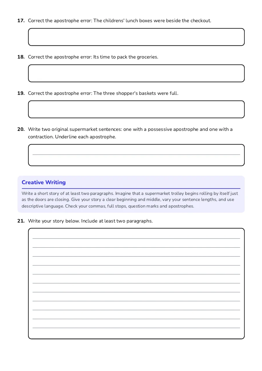 Sentence Skills for Year 6, page 4 of 4: Creative Writing
