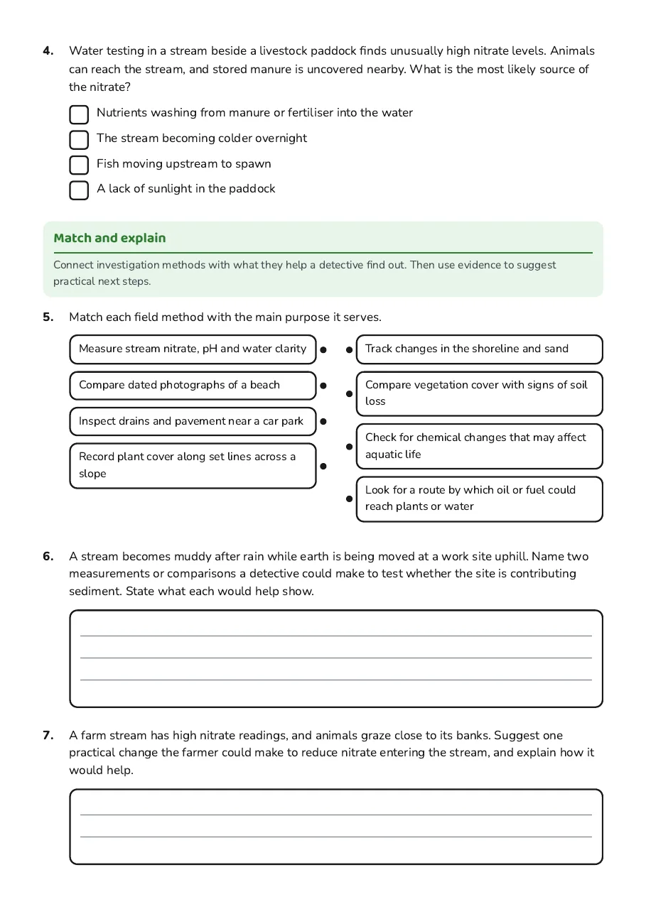 Environmental Detective Case Studies, page 2 of 3: Match and explain