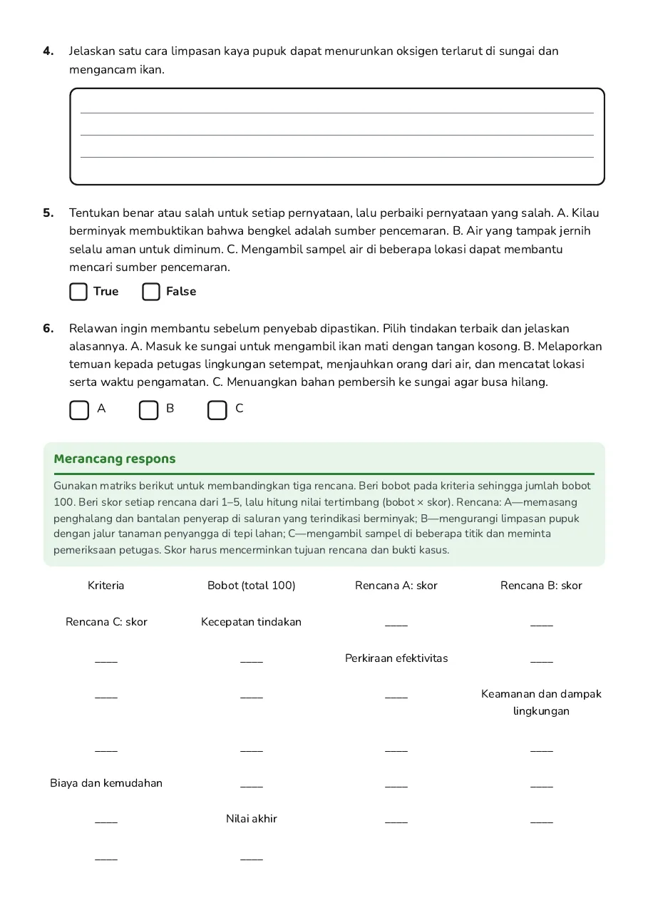 Analisis Pencemaran Air, page 2 of 3: Merancang respons