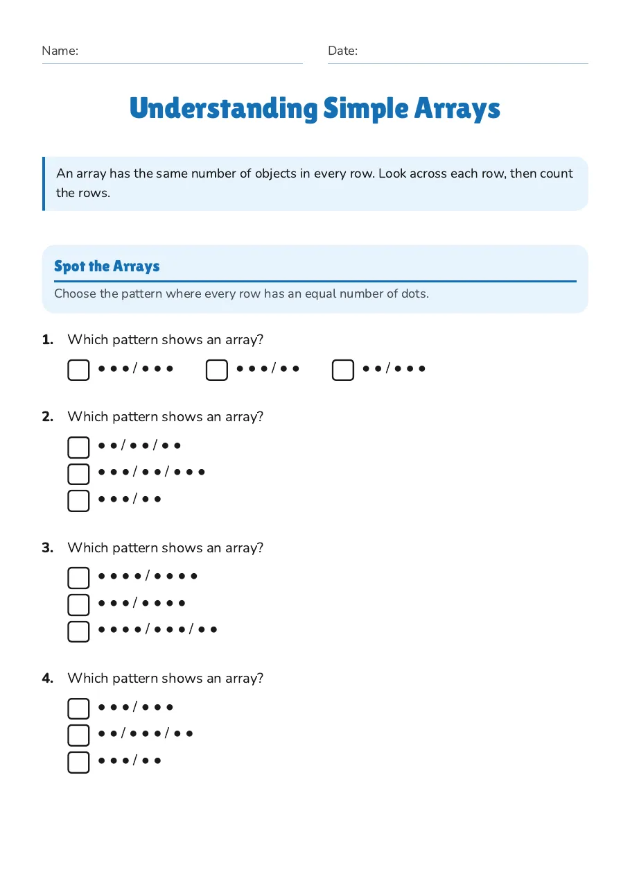 Understanding Simple Arrays, page 1 of 3: Spot the Arrays