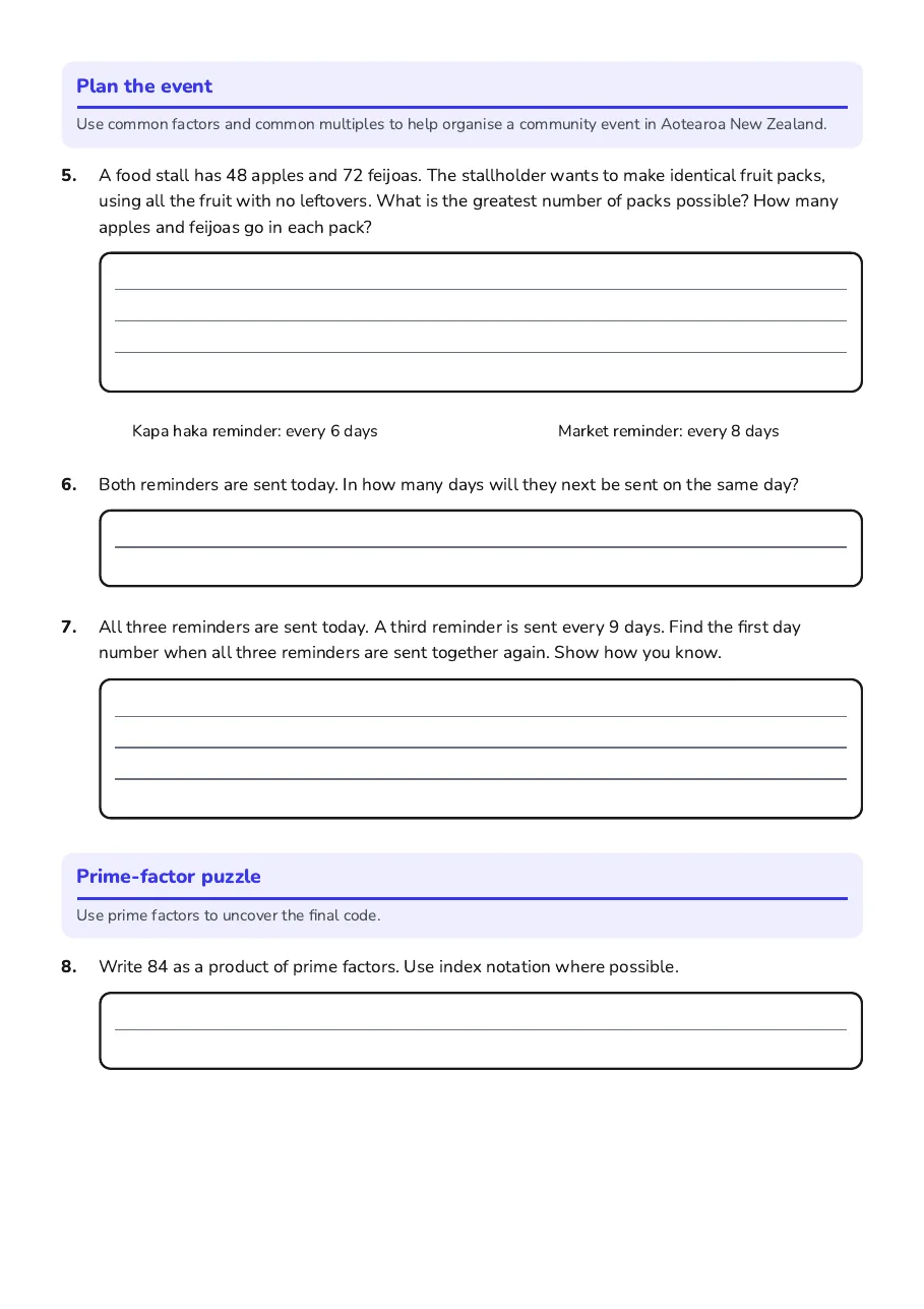 Prime Numbers and Factors, page 2 of 3: Plan the event, Prime-factor puzzle