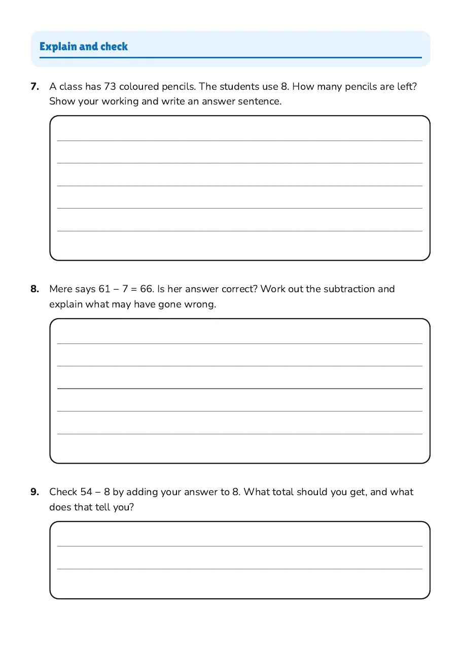 Show Your Regrouping Working, page 3 of 4: Explain and check