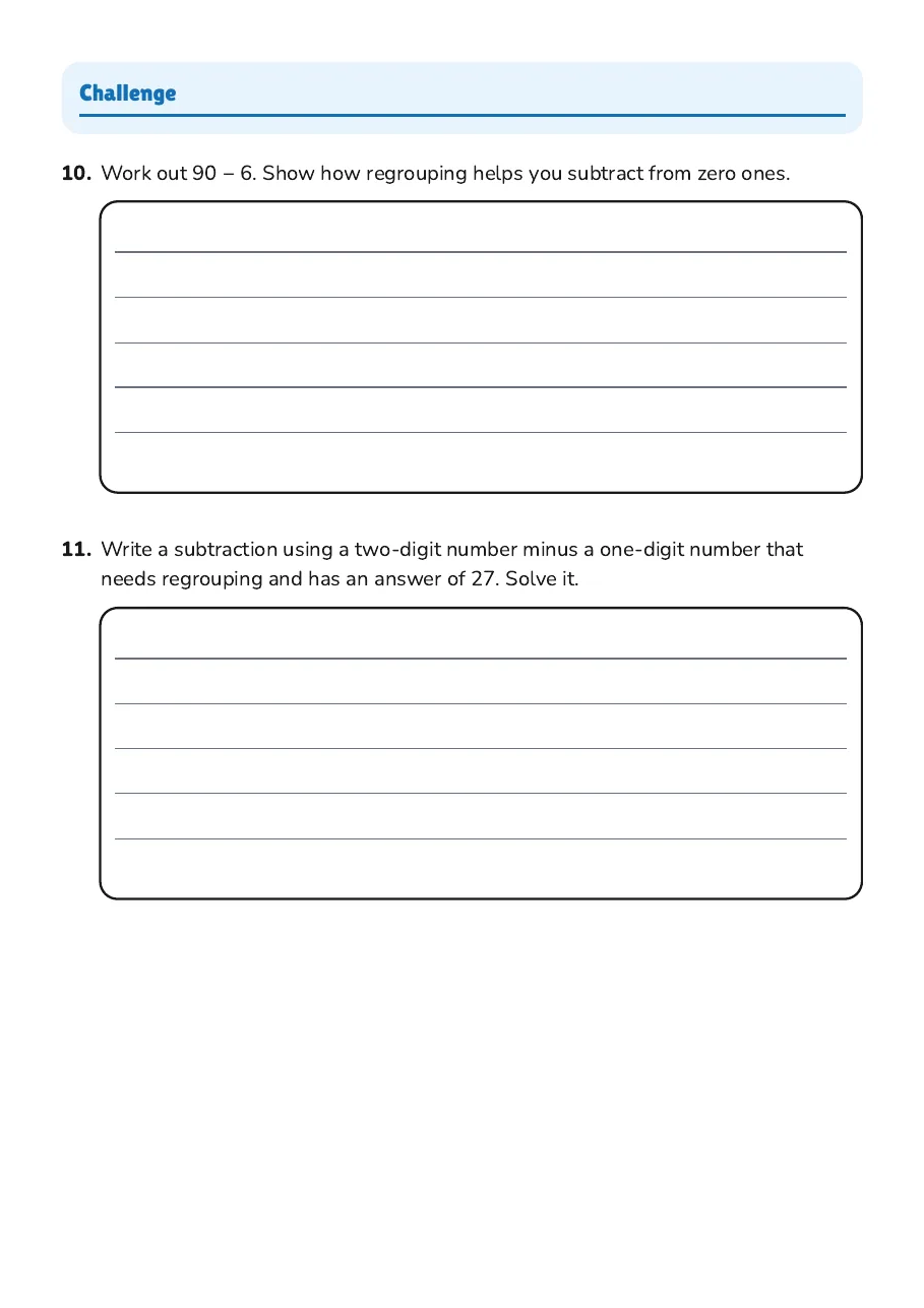 Show Your Regrouping Working, page 4 of 4: Challenge