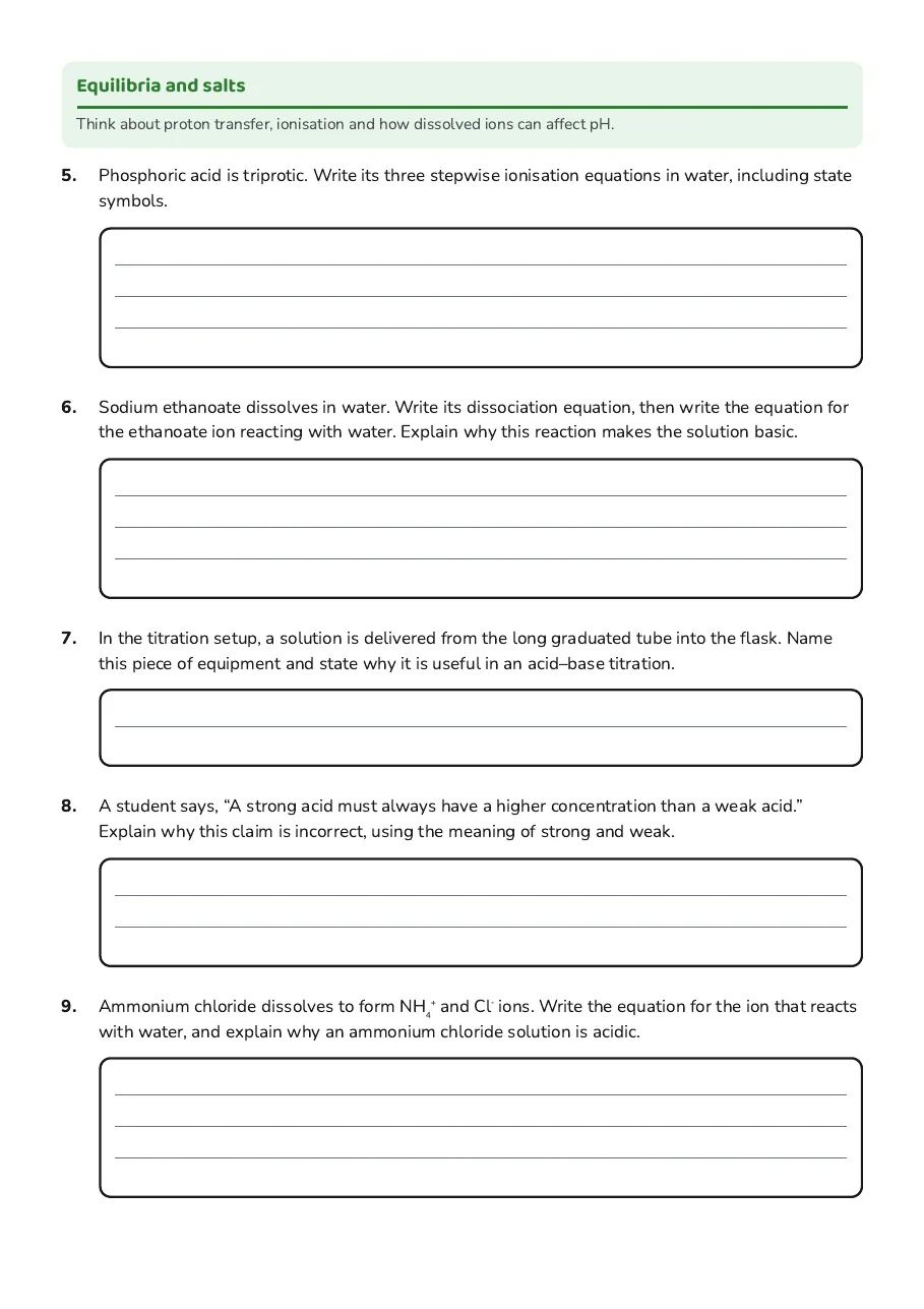 Aqueous Acids and Bases, page 2 of 3: Equilibria and salts