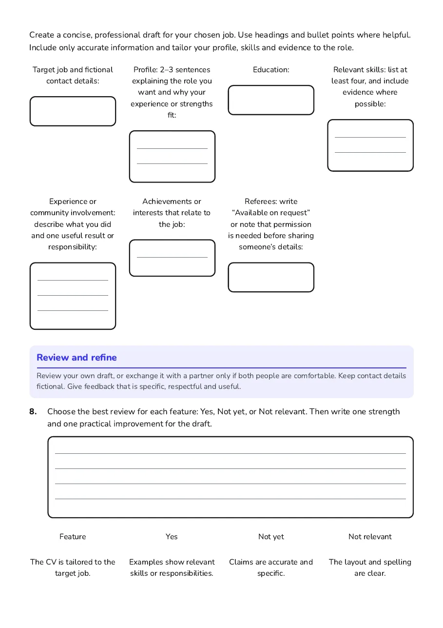 CV Creation and Review, page 3 of 4: Review and refine