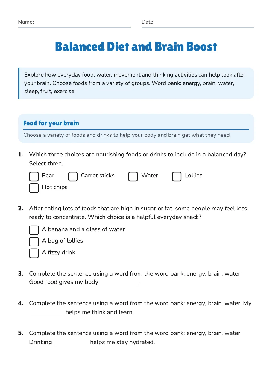 Balanced Diet and Brain Boost, page 1 of 3: Food for your brain