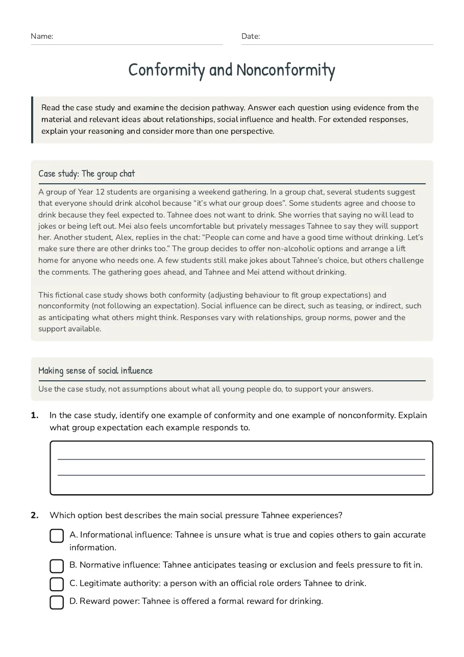 Conformity and Nonconformity, page 1 of 3: Case study: The group chat, Making sense of social influence