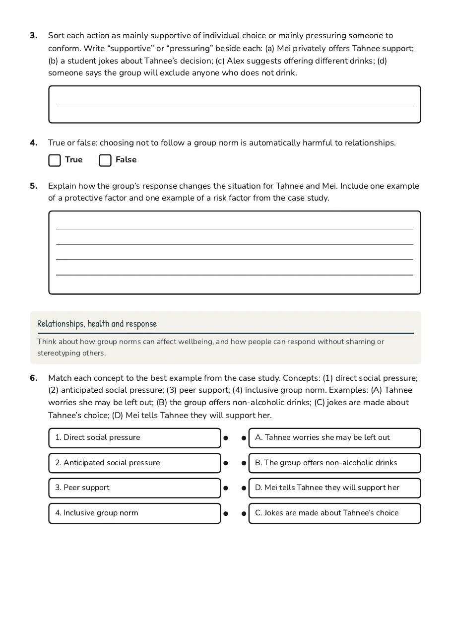 Conformity and Nonconformity, page 2 of 3: Relationships, health and response