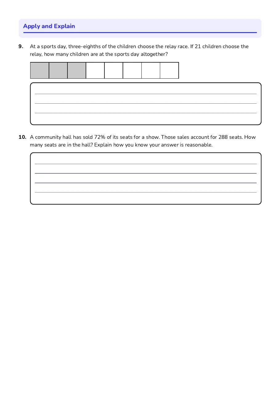 Find the Whole Proportionally, page 3 of 3: Apply and Explain