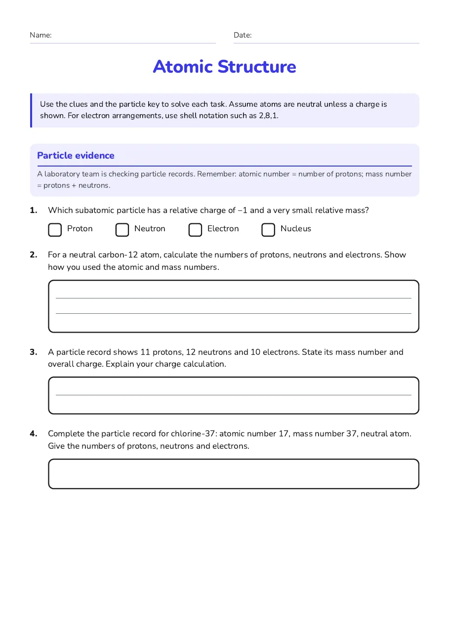 Atomic Structure, page 1 of 3: Particle evidence