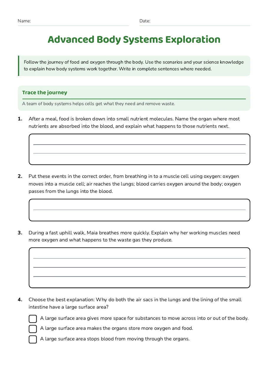 Advanced Body Systems Exploration, page 1 of 3: Trace the journey