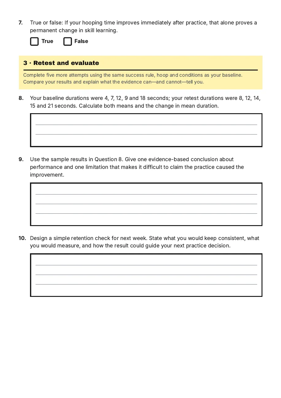 Hula Hoop Skill Improvement, page 3 of 3: 3 · Retest and evaluate