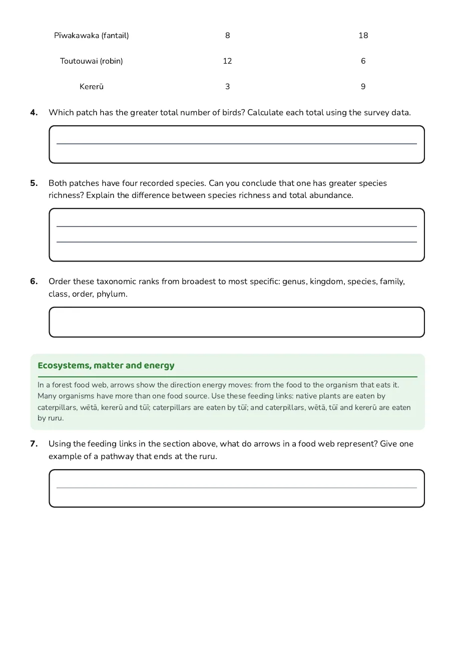Living Things Workbook, page 2 of 4: Ecosystems, matter and energy
