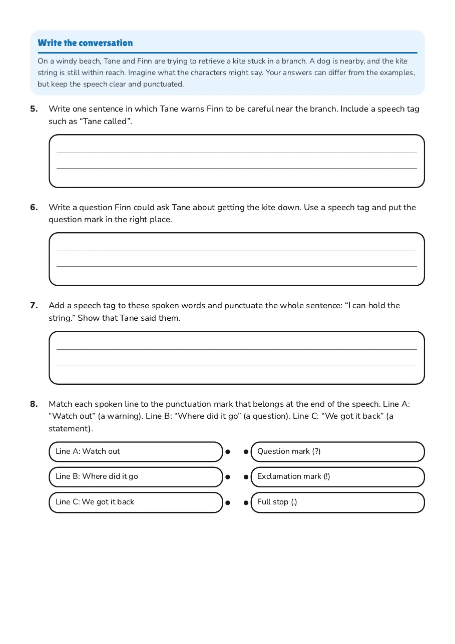 Clear Character Speech, page 2 of 3: Write the conversation