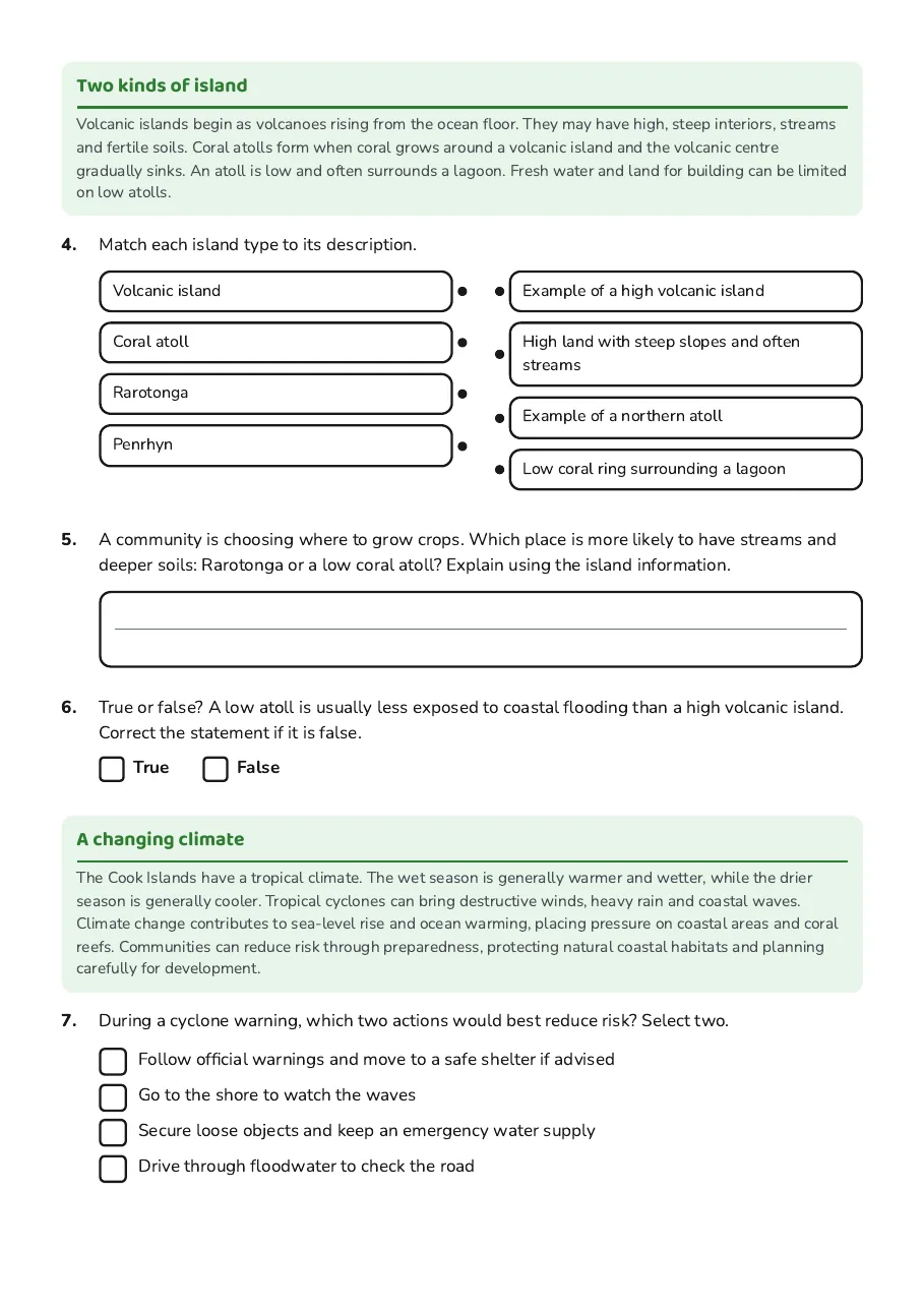 Cook Islands Research Quest, page 2 of 3: Two kinds of island, A changing climate