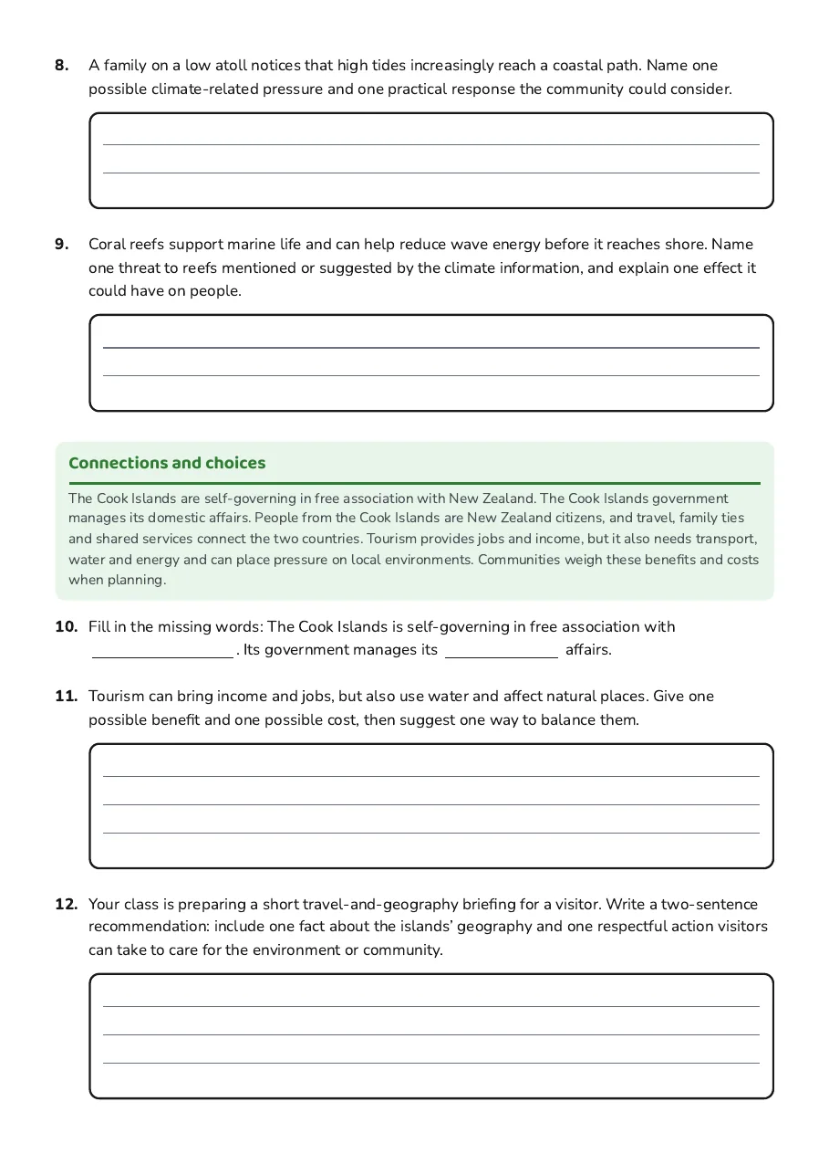 Cook Islands Research Quest, page 3 of 3: Connections and choices
