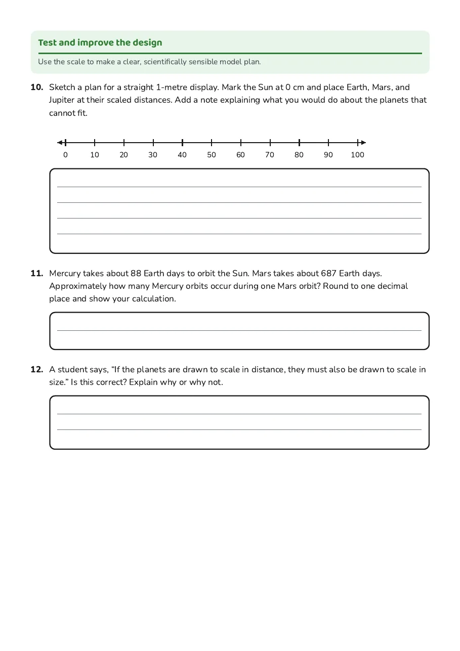 Scaled Solar System Model, page 3 of 3: Test and improve the design