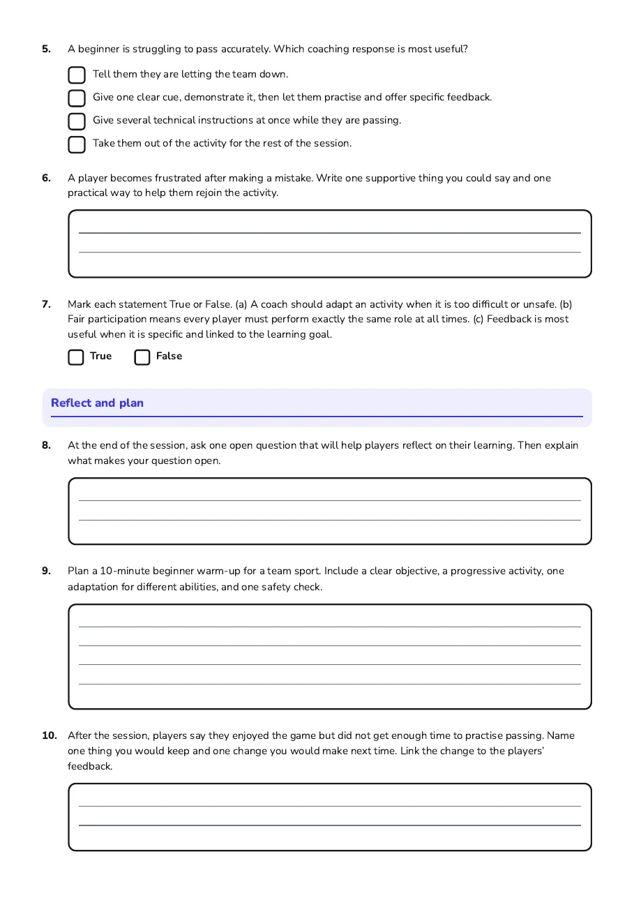 Coaching Essentials for Beginners, page 2 of 2: Reflect and plan