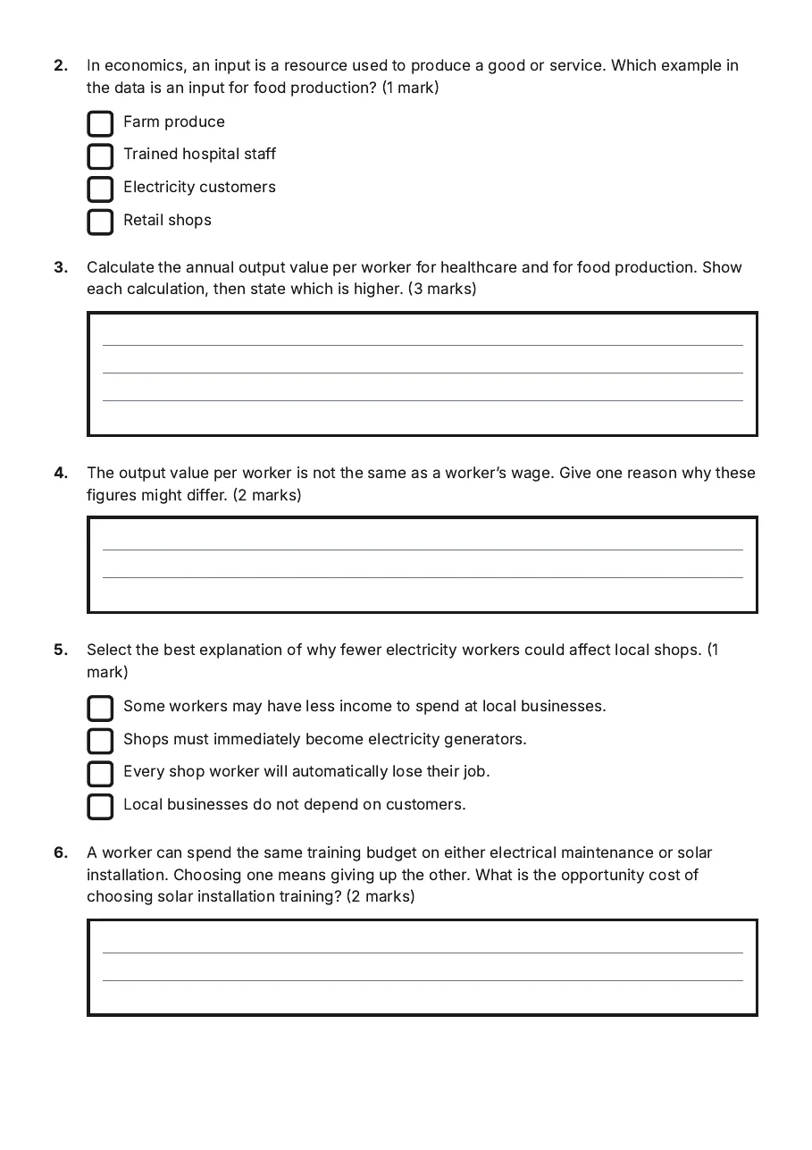 Latrobe Valley Industries Worksheet, page 2 of 3: 2. In economics, an input is a resource used to produce a good or service. Which example…