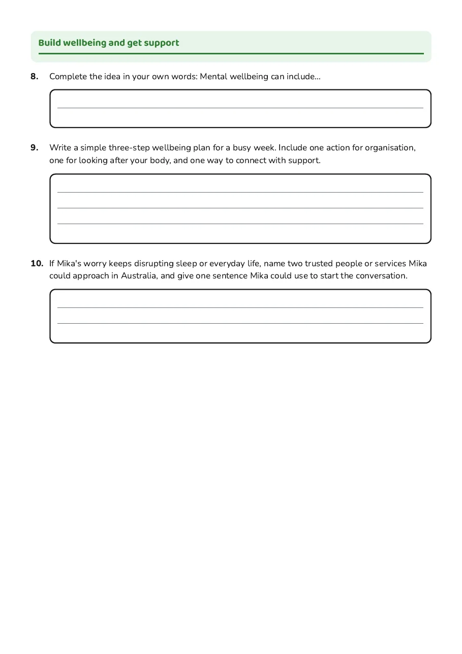 Managing Stress and Wellbeing, page 3 of 3: Build wellbeing and get support