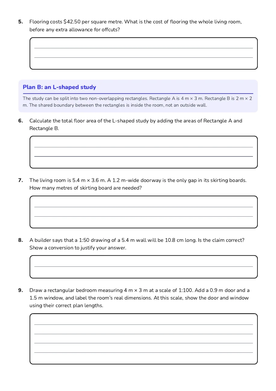 Measurement in Floor Plans, page 2 of 3: Plan B: an L-shaped study