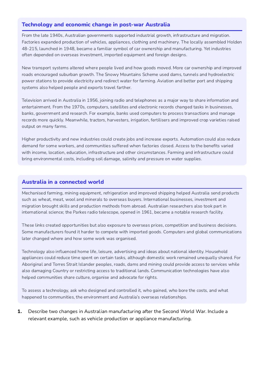 New Technologies Driving Change, page 2 of 6: Technology and economic change in post-war Australia, Australia in a connected world